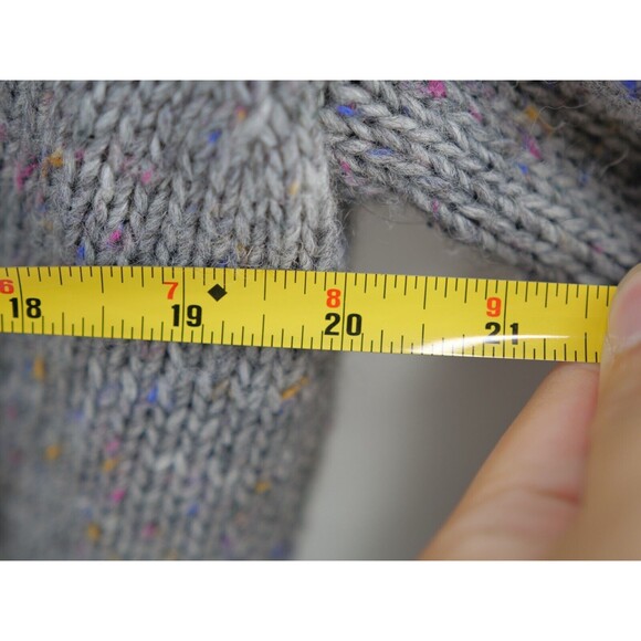 Wool Sweater‎ Womens Talbots Striped Long Cardigan Chunky Gray Button Petites Lp - Picture 5 of 7